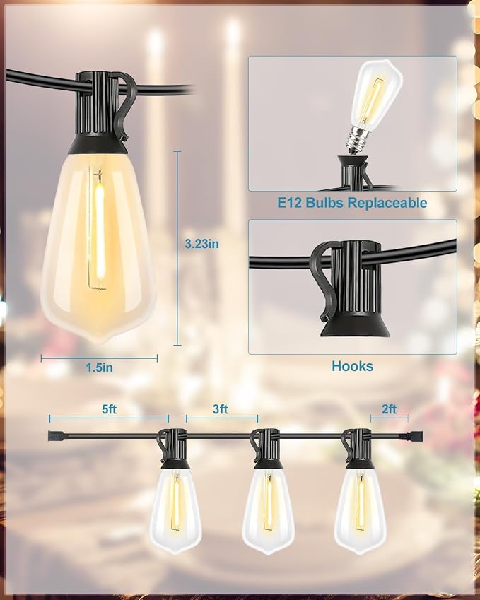 Lightdot 400FT Outdoor String Lights, LED Bistro String Lights - Image 3
