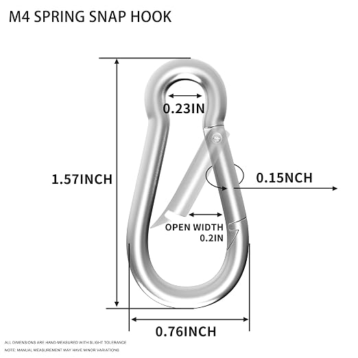 Carabiner, Heavy Duty Galvanized Steel Spring Snap Hook Carabiner Clips - Image 2