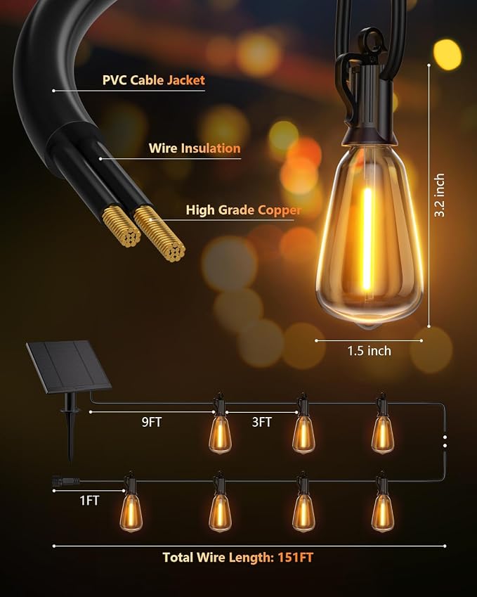Brightown 151FT Solar String Lights Outdoor Waterproof - Image 6