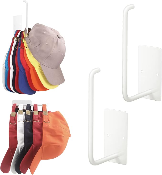 Hat Racks for Baseball Caps 2 Pack, Stainless Steel Adhesive Hat Hanger Hooks by Letohoumia