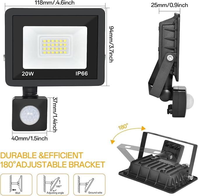 Motion Sensor Flood Light Outdoor, Plug in Motion Sensor Light - Image 2