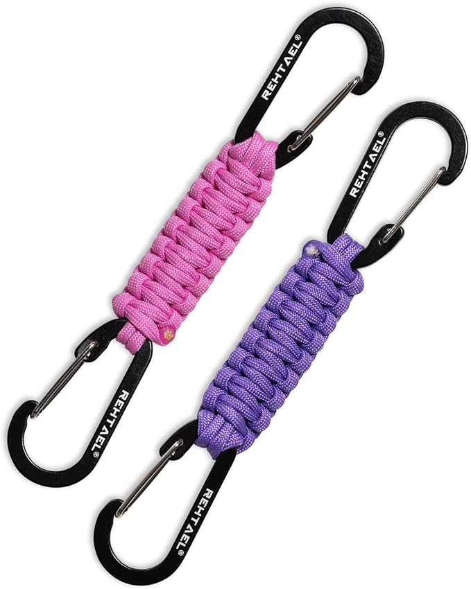 Paracord Braided Carabiner Keychain Lanyard Strap, Hanger Stroller Hook w/2 by REHTAEL