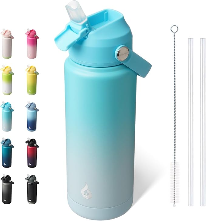 BJPKPK Water Bottle with Straw Lid, 24oz Vacuum Insulated Water Bottles by BJPKPK