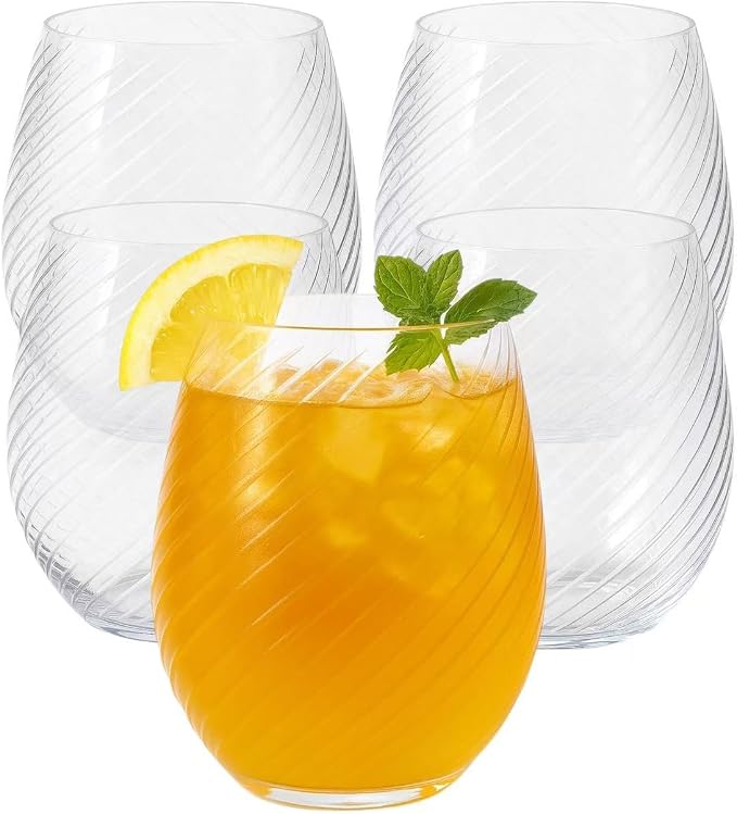 48 Pack Origami Ripple Plastic Glasses 24 9 Ounce Stemless Champagne Flutes & - Image 3
