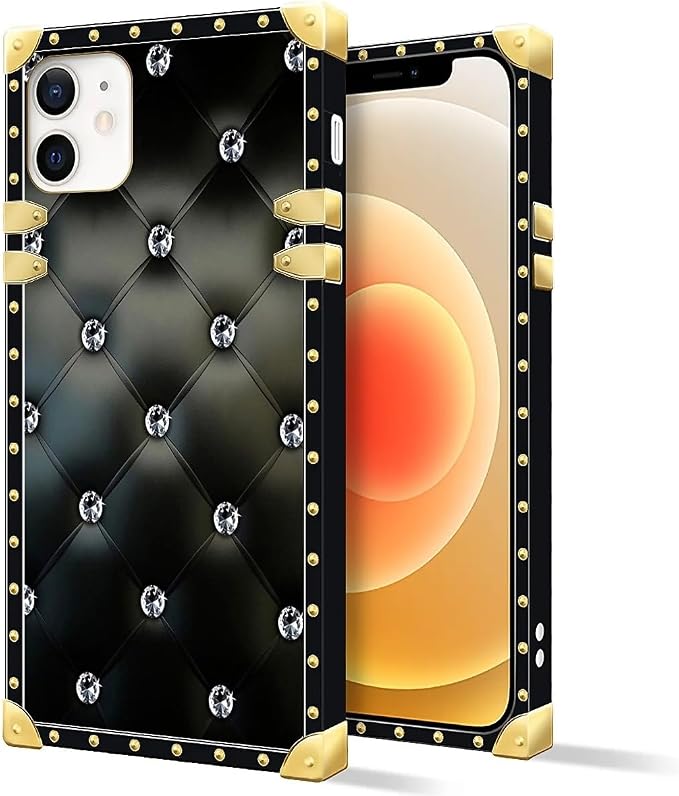 Compatible with iPhone 11 Case, Shiny Black Sofa Crystal Luxury Golden - Image 2