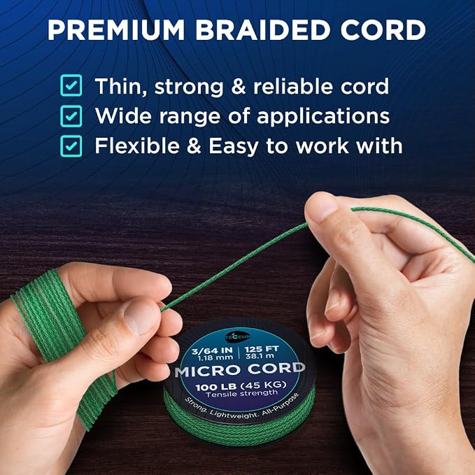TECEUM Micro Paracord – 1.18 mm X 125 ft – Micro Utility Cord – Thin Braided - Image 3