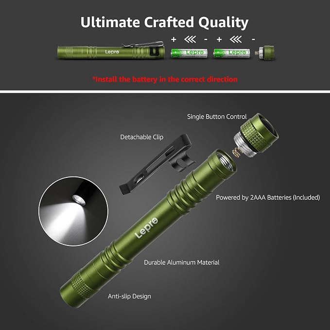 Lepro LED Pen Flashlights, Lightweight, Waterproof Pocket Flashlight - Image 6