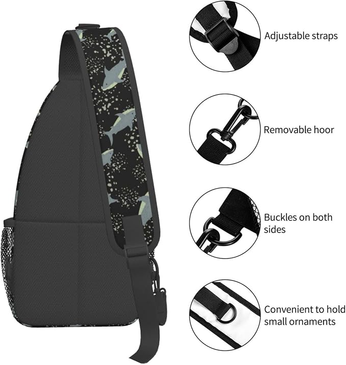 Sea Shark Sling Bag For Women Men Cute Shark Pattern Backpack Crossbody - Image 5