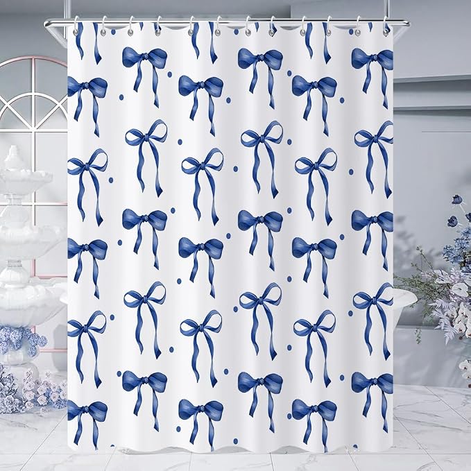 Navy Bow Shower Curtain - Image 3