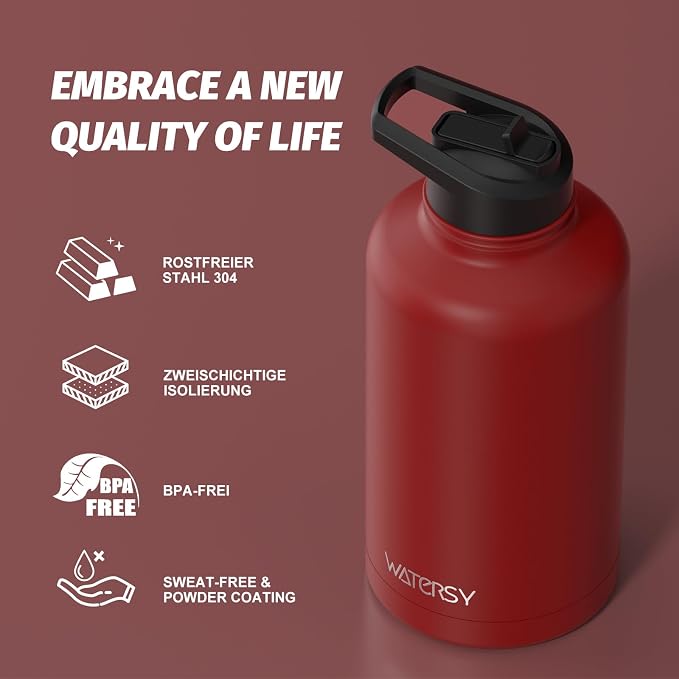 64oz Insulated Water Bottle, BPA Free&Leak Proof, Half Gallon Stainless Steel - Image 8