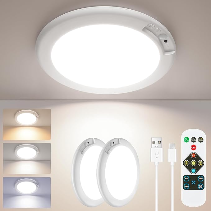 SunRider 2-Pack Rechargeable Motion Sensor LED Ceiling Light by SunRider