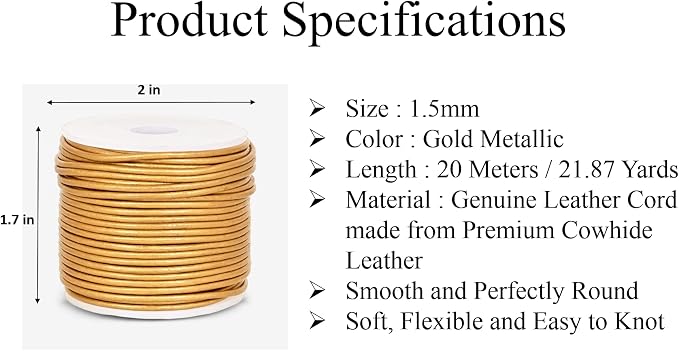 GENIQUE Real/Genuine Round Leather String Cord - Image 2