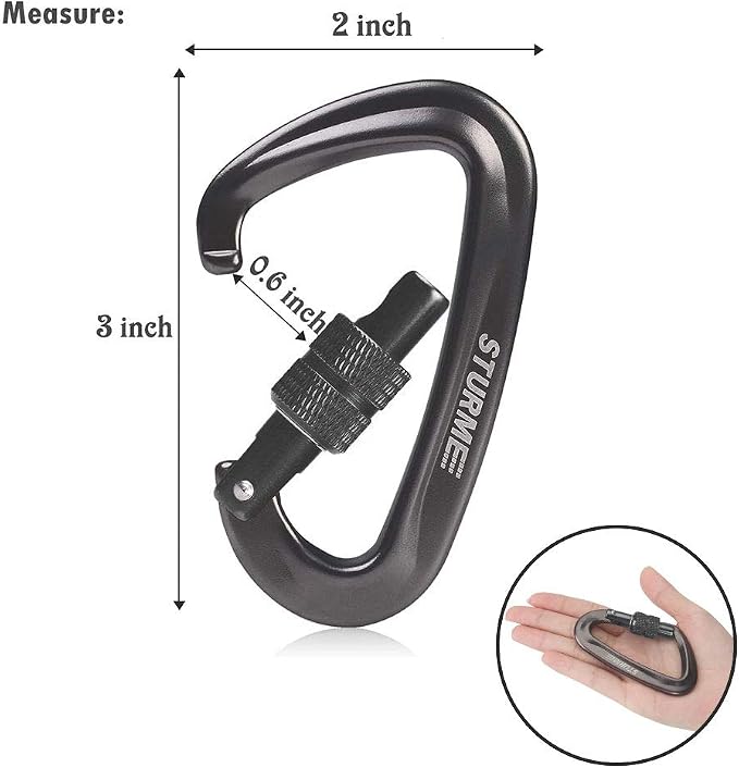 STURME 12kN Heavy Duty Locking Carabiner Clips - Image 2