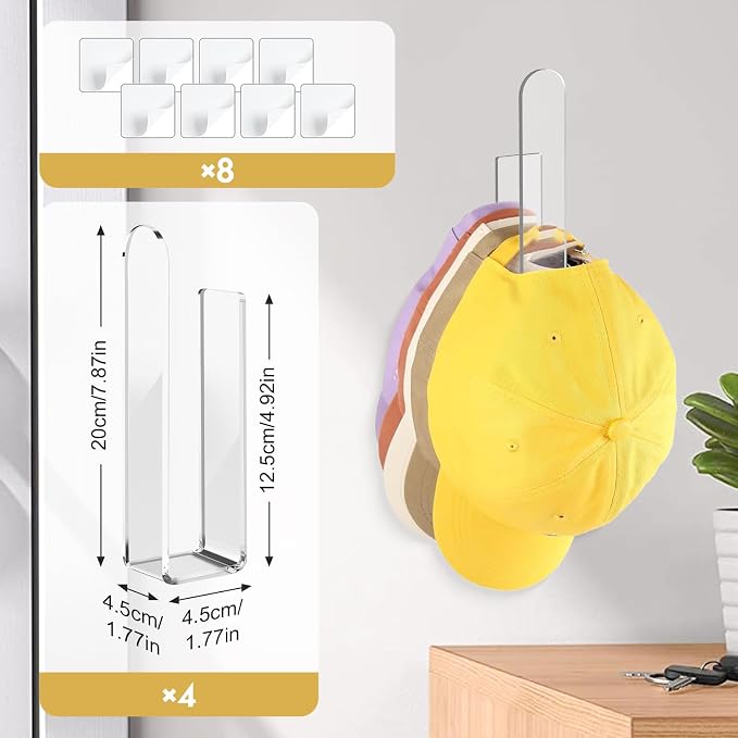 4 Pack Acrylic Hat Organizer, Hat Rack - Image 2
