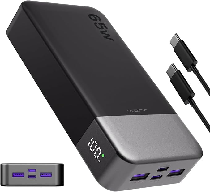 JUOVI Portable Charger 65W Power Bank 20000mAh Compact USB C Laptop Power Bank by JUOVI