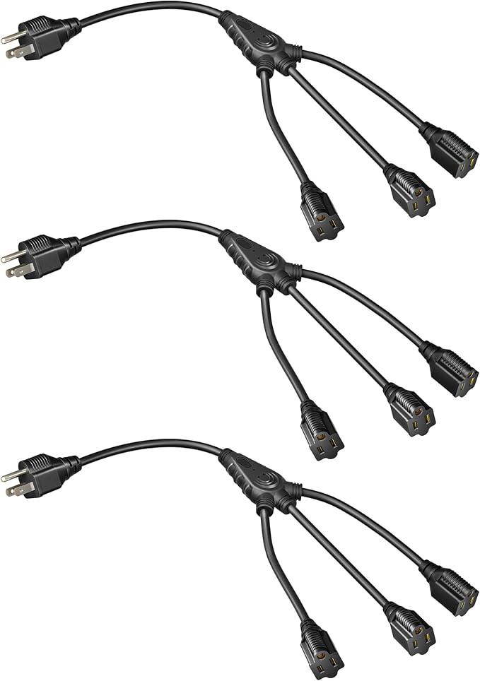 DEWENWILS Extension Cord Splitter 1 to 3, 18 Inch 16/3 Heavy Duty SJTW Wire by DEWENWILS