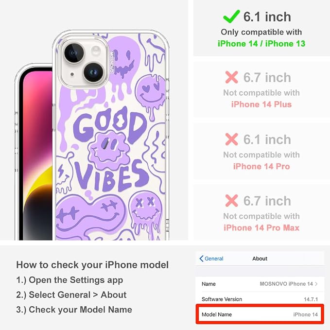 MOSNOVO for iPhone 13/14 Case | Military Grade 6.6ft Drop Tested | Clear - Image 2