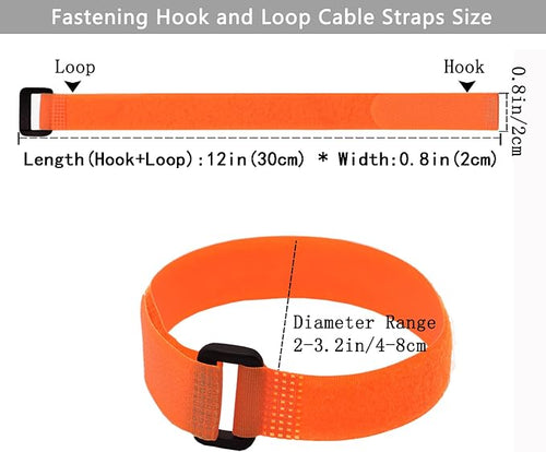 10 Pack Reusable Fastening Cable Ties and Cable Straps Orange Color, Adjustable - Image 2