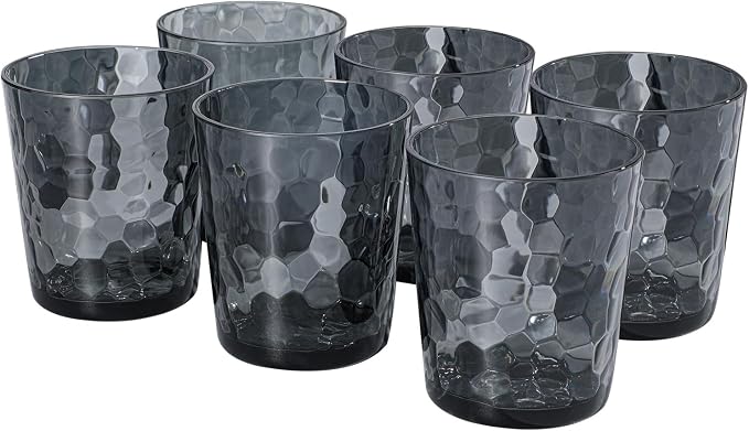 BPA-Free Plastic Tumblers 6 Pack | Reusable Dishwasher Safe | Stackable by AKMQYM