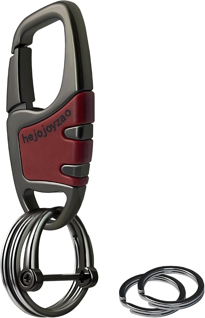 Keychain with Carabiner Clip, 4 Heavy Duty Key Rings and D Ring by Welcomehere%EF%BC%81