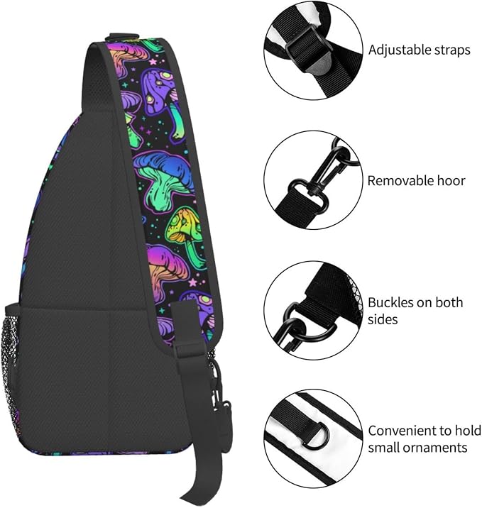 Bright Mushrooms Sling Bag For Women Men Mushroom Backpack Crossbody Shoulder - Image 5