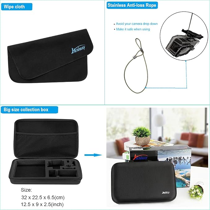 Accessories Kit for Gopro Hero 13 12 11 10 9 Black Waterproof Housing Silicone - Image 6