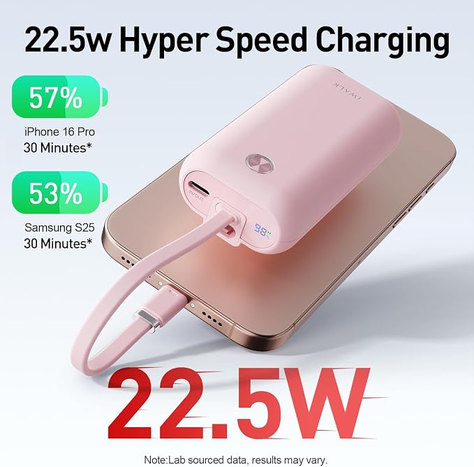 iWALK Mini Portable Charger 10, 22.5W USB-C Fast Charging Power Bank - Image 4