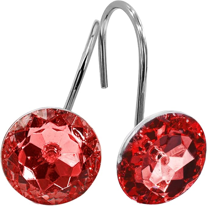 MitoVilla Red Christmas Shower Curtain Hooks Rings, Holiday Shower Hooks by MitoVilla