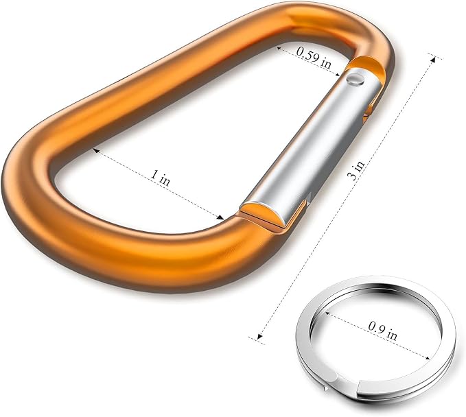 Carabiner Keychain Clip -3" Aluminum Carabiner D Ring, Caribeener Clips - Image 3