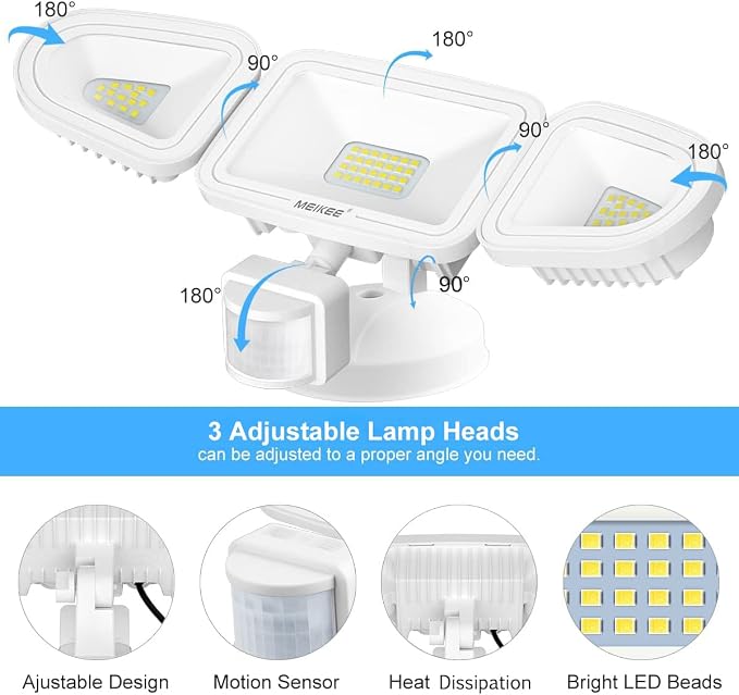 MEIKEE 42W LED Security Lights Motion Sensor Light Outdoor Flood Light - Image 2