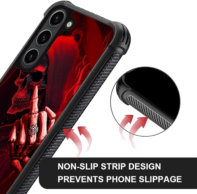 for Samsung Galaxy S23 Case, Gestures Funny Skull Pattern Graphic Design Girl - Image 4