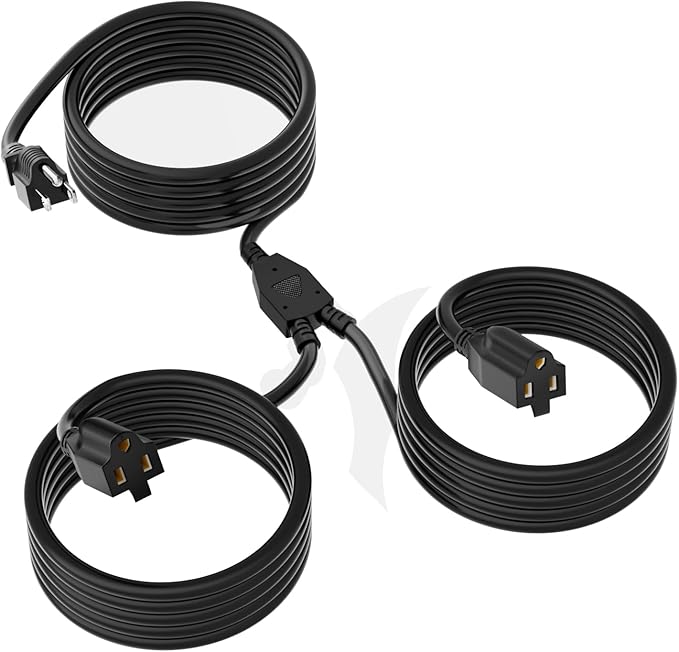 2 Way Power Extension Cord Splitter 35 Ft Total-3 Prong 1 to 2 Extension Cord by Elecan