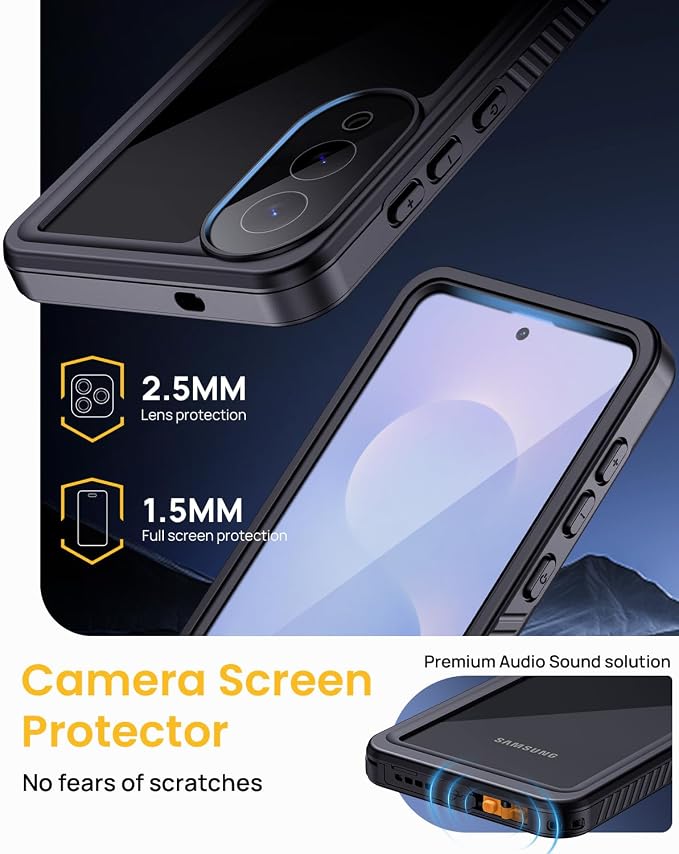 Lanhiem for Samsung Galaxy S25 Edge Phone Case, IP68 Waterproof Dustproof Case - Image 6