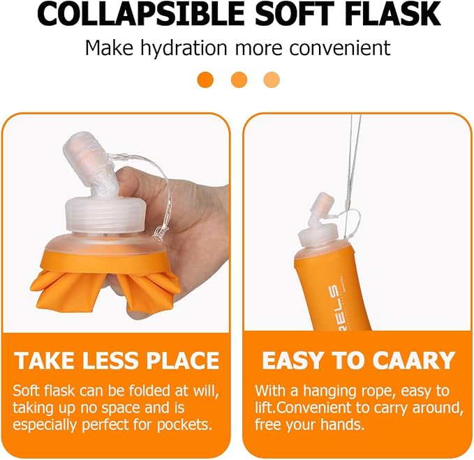 WRELS 350ml/500ml TPU Soft Water Bottles BPA Free Collapsible Soft Flask - Image 5