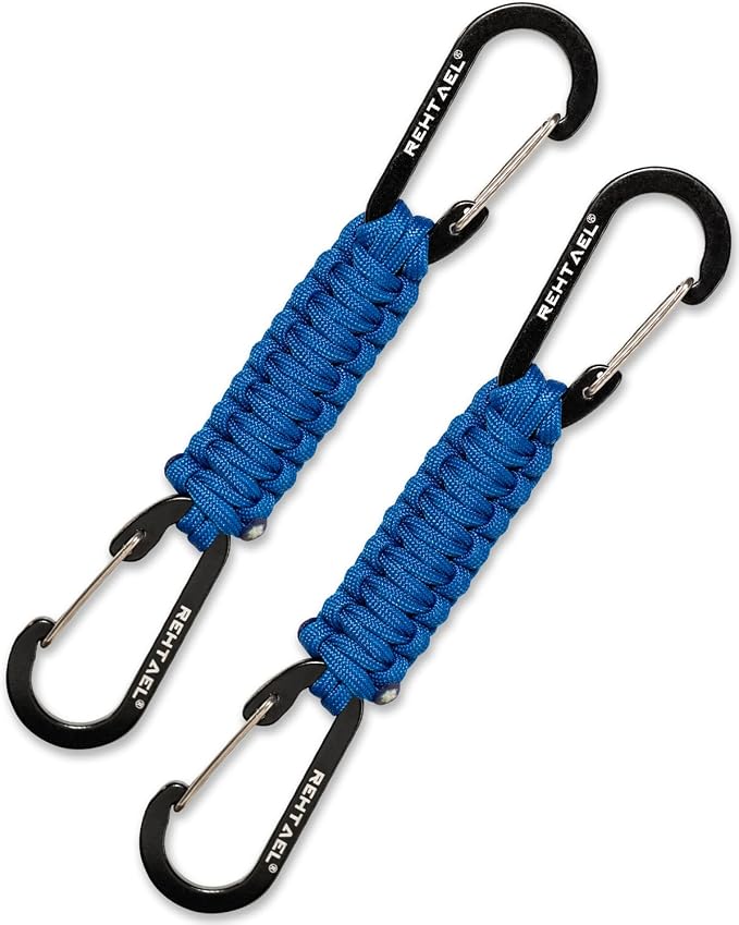 Paracord Braided Carabiner Keychain Lanyard Strap, Hanger Stroller Hook w/2 by REHTAEL