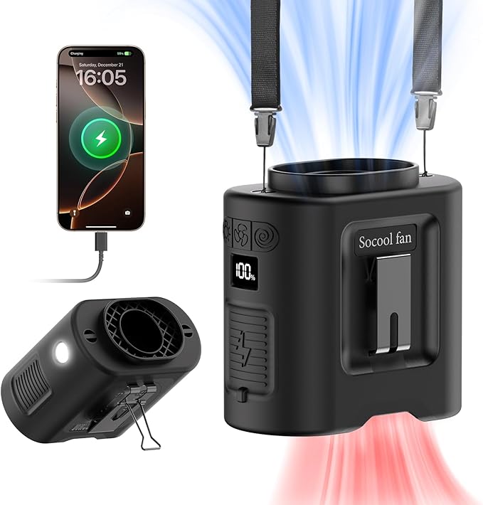 Socool 14500mAh Portable Waist Fan Clip on Belt 360 Rotation Wearable by Socoolfancoolinhand