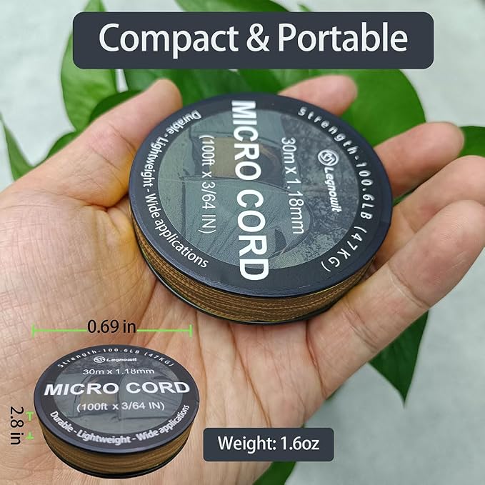 Micro Paracord, 1.18mm x 100ft Thin Mini Utility Braided Small Paracord - Image 3