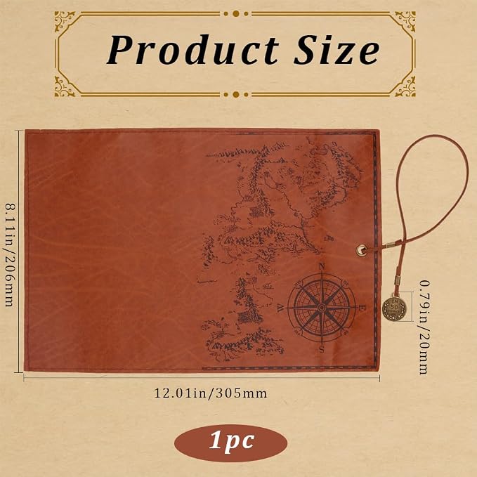 GORGECRAFT Canvas PU Leather Pencil Bag Strap Vintage Treasure Map Compass - Image 2