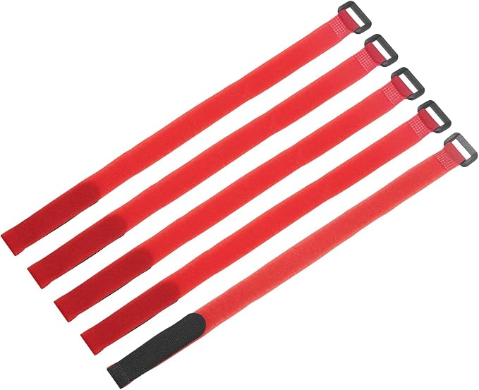 MECCANIXITY 5Pcs Reusable Battery Tie Down Straps, 0.8x16" Red Nylon by MECCANIXITY