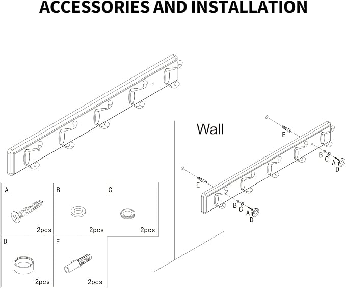 Badiano Wooden Coat Rack, Wall-Mounted Organizer - Image 7