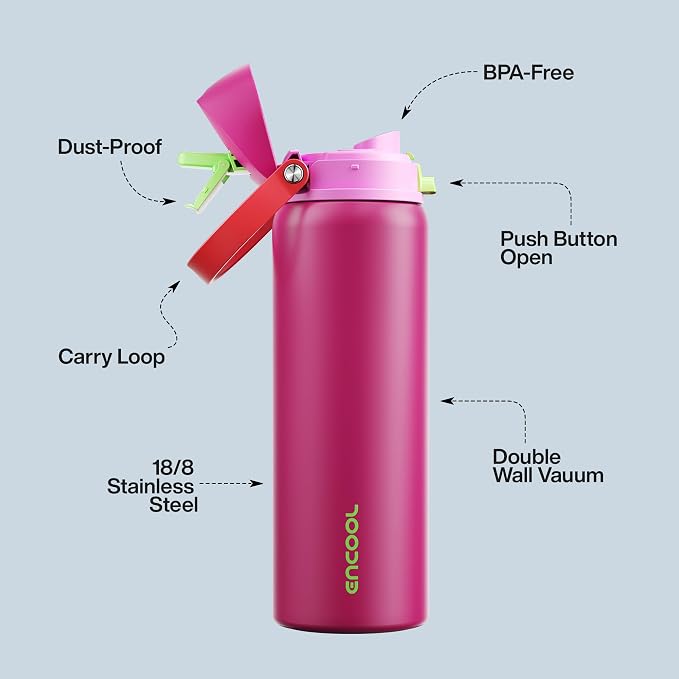 Insulated Water Bottle with Straw - Image 4