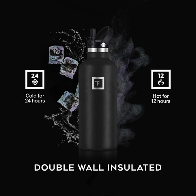 IRON °FLASK Camping & Hiking Hydration Flask - 24 oz Black Marquina - Image 4