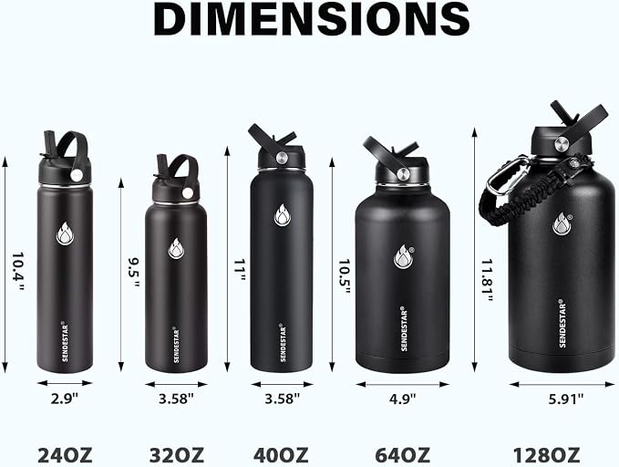 One Gallon Insulated Water Bottle, Triple Wall 128 oz Stainless Steel Wide - Image 8