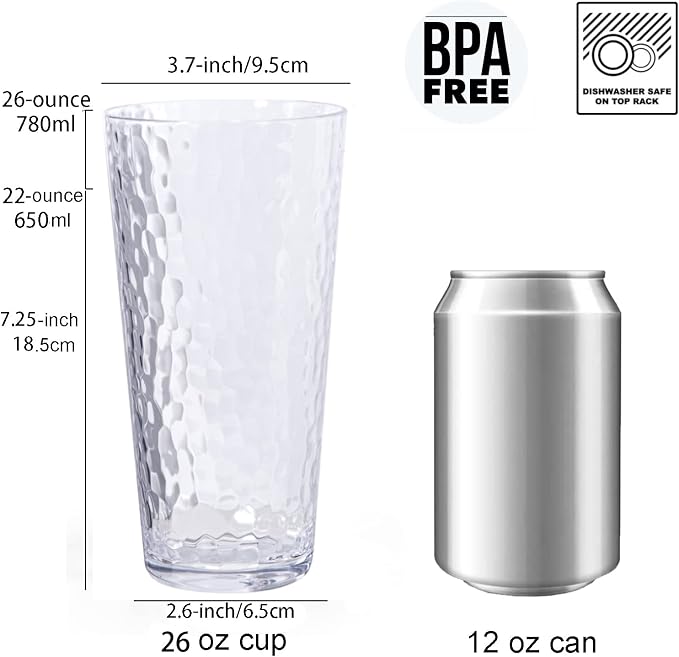 26-ounce Acrylic Highball Glasses Plastic Tumbler Larger Drinking Glasses - Image 2