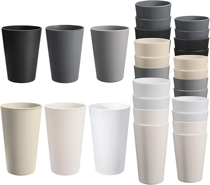 HEYCOME 24 Pcs Unbreakable Plastic Cups Set, Stackable Water Tumblers, Drinking by StayHealthyStayHappy