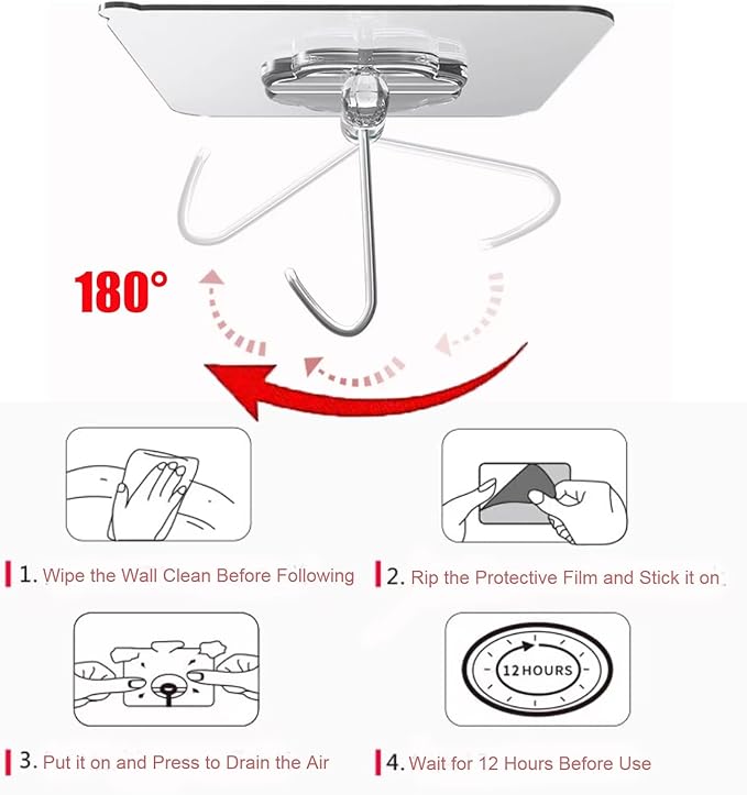 DDMY Hooks for Hanging, 50 Pack Wall Hooks 50lb Transparent Reusable Waterproof - Image 6