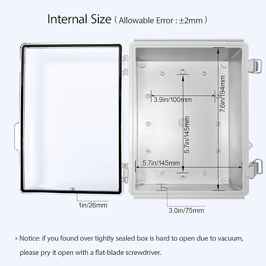 LeMotech Electrical Box, IP67 Waterproof Hinged Clear Cover Stainless Steel - Image 5