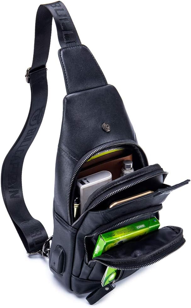 Hebetag Leather Sling Bag Casual Daypack - Image 4