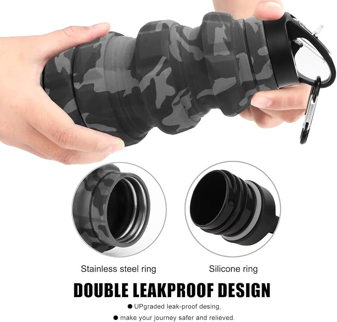QiCheng&LYS Collapsible Water Bottle Sports Bottle 19.5OZ/580ml Travel Water - Image 2