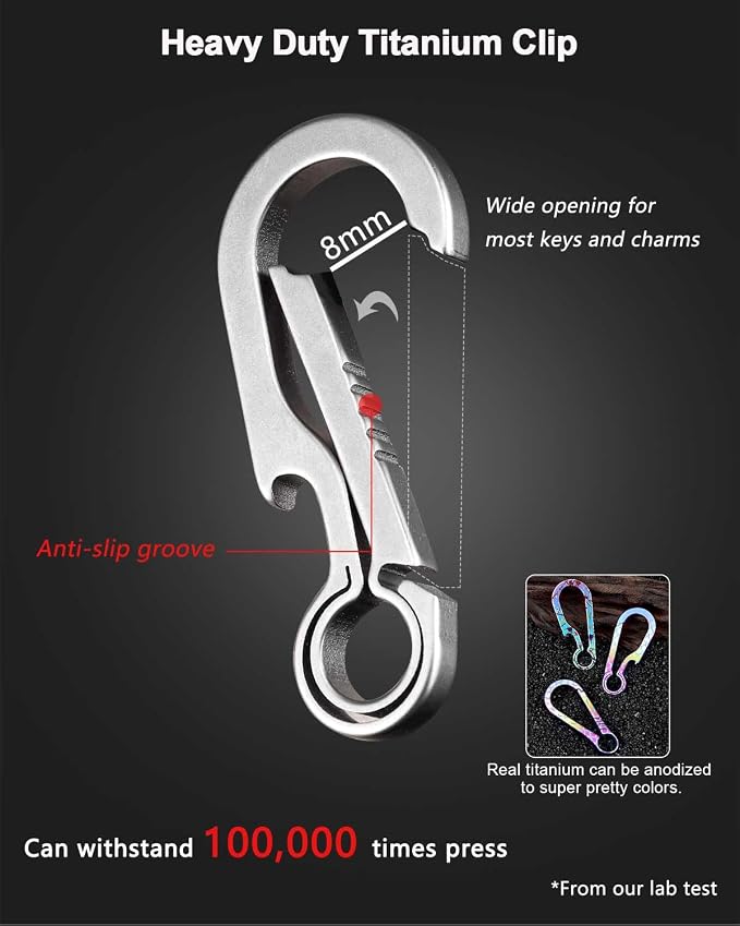 PJYTAC Key Chain Clip Titanium Carabiner Keychain Quick Release Carabiner - Image 4